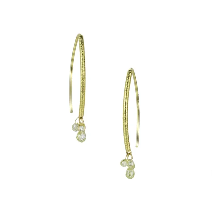 18k Lemon Diamond Navette Earrings