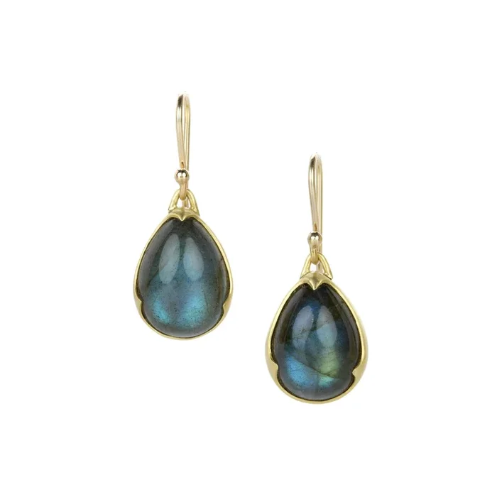 18k Pear Shaped Labradorite Earrings
