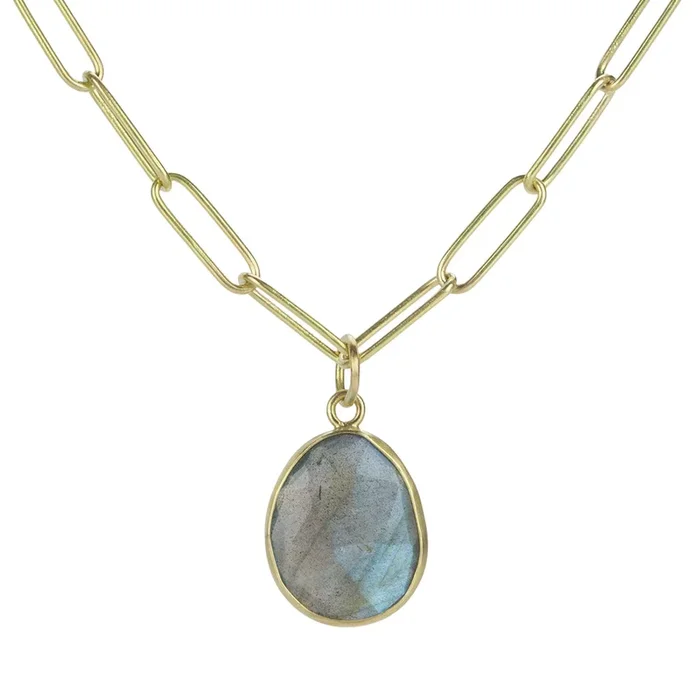 18k Rose Cut Labradorite Pendant (Pendant Only)