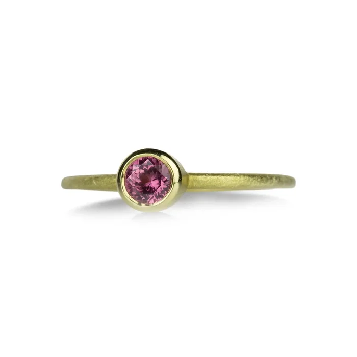 18k Round Pink Sapphire Stacking Ring
