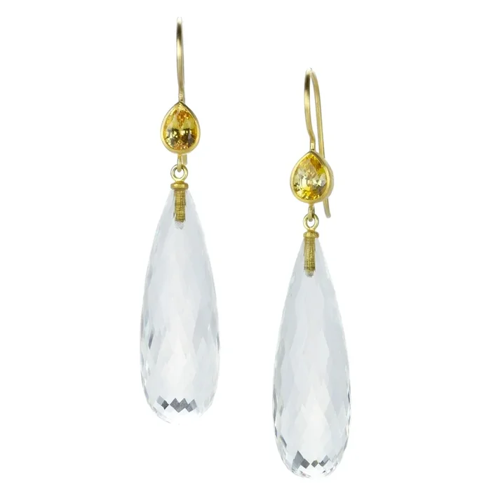 18k Sapphire and Quartz Apple & Eve Earrings