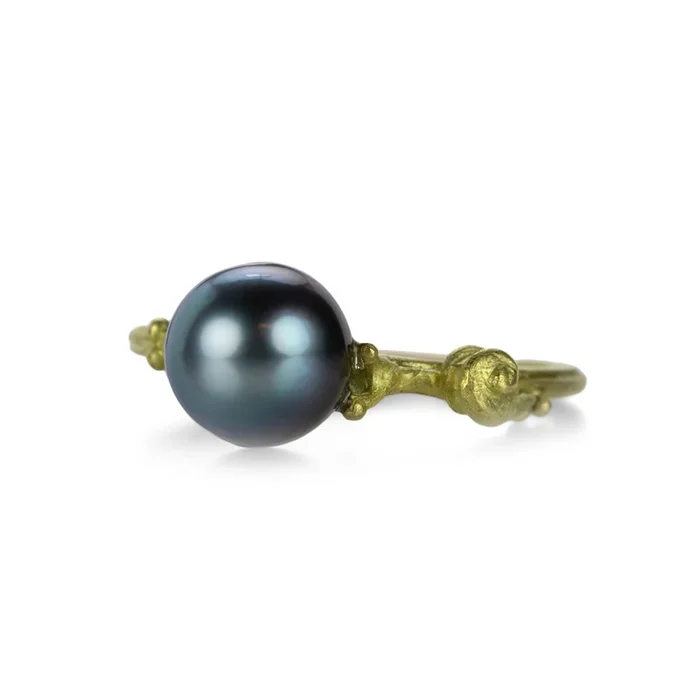 18k Tahitian Pearl Snail Ring