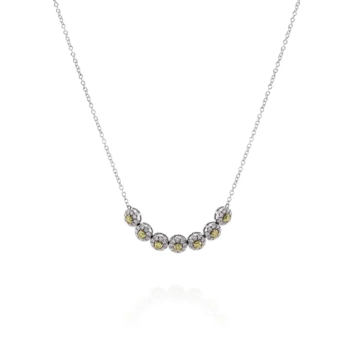 18k Two-Tone 16″ Multi-Halo Yellow and White Diamond Pendant