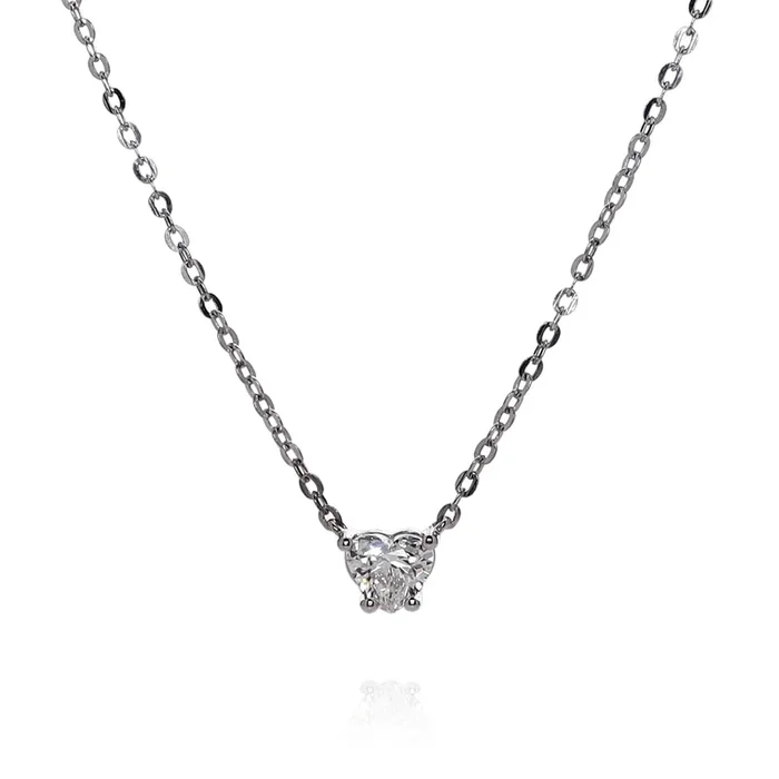 18k White Gold 0.70ct Heart Shaped Diamond Solitaire Pendant Necklace
