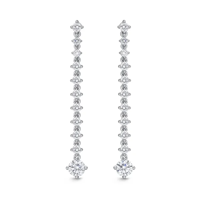 18K White Gold 1Ct Diamond Drop Earrings