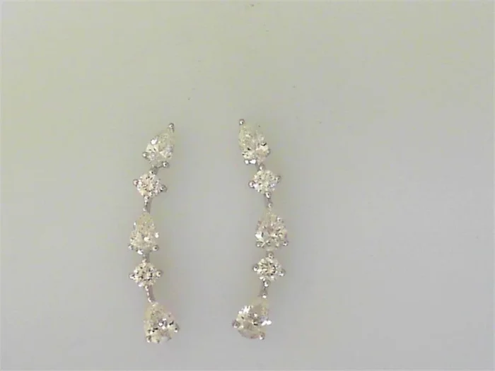 18K White Gold Climber Natural Diamonds Earrings