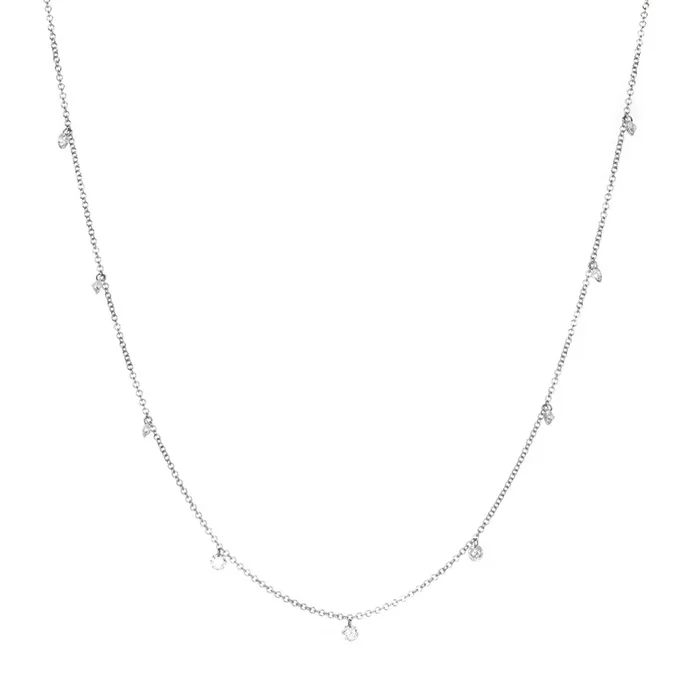 18k White Gold Floating Diamond Necklace
