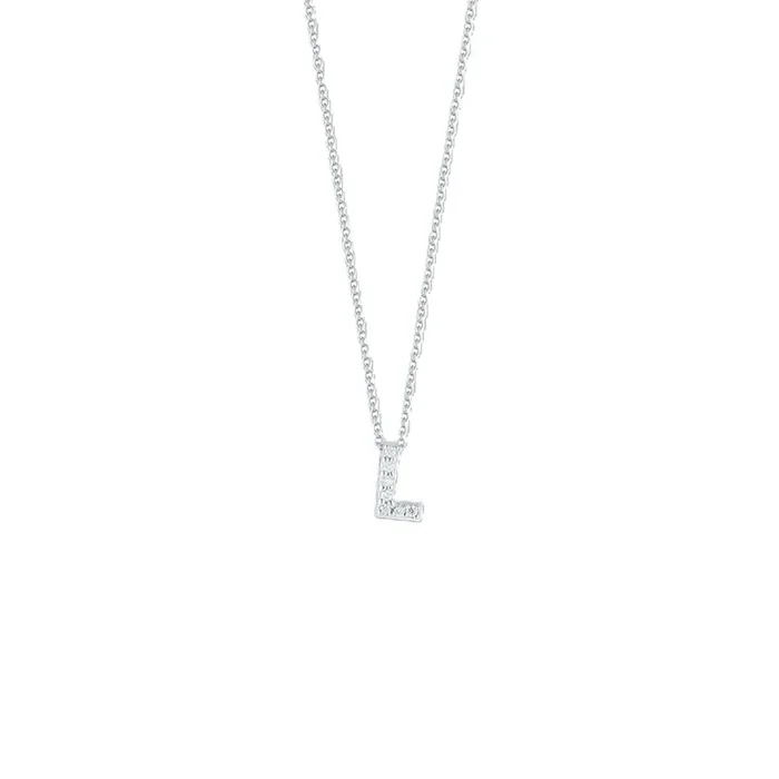 18K WHITE GOLD TINY TREASURES DIAMOND LOVE LETTER “L” NECKLACE