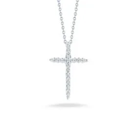 18K WHITE GOLD TINY TREASURES DIAMOND SLIVER CROSS NECKLACE