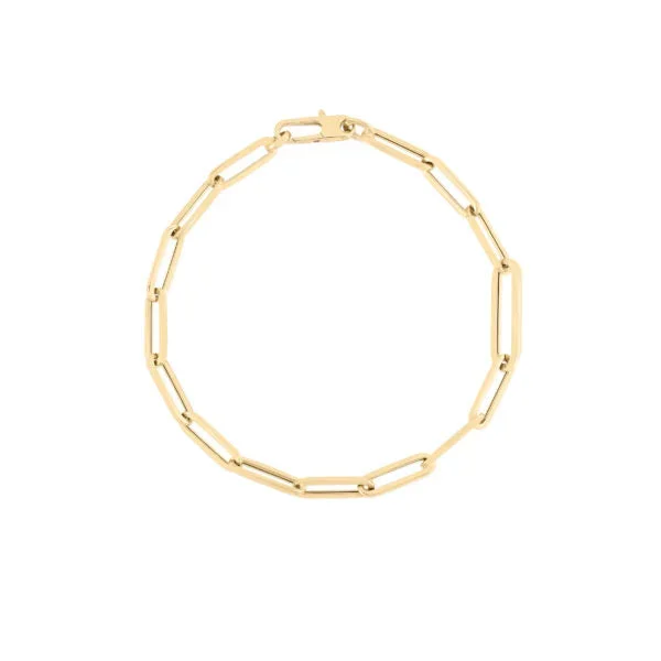 18K YELLOW DESIGNER GOLD ALTERNATING SIZE PAPERCLIP LINK BRACLET