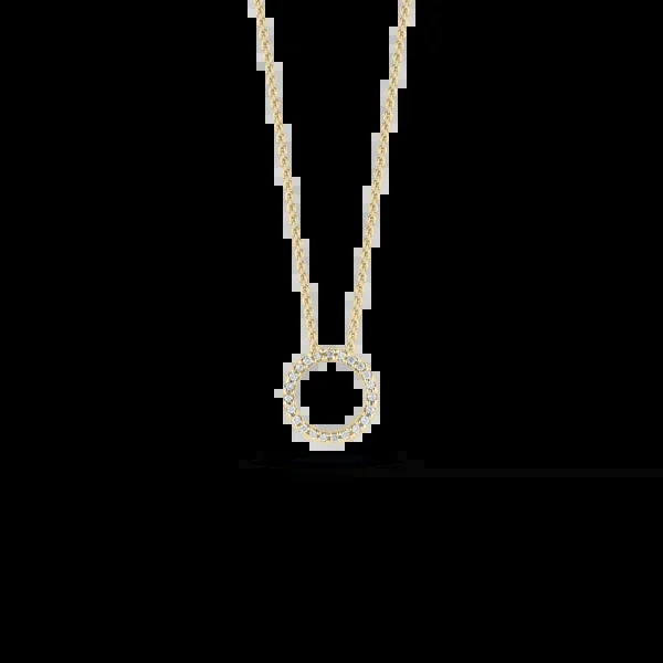 18K Yellow Gold Circle Diamond Pendant