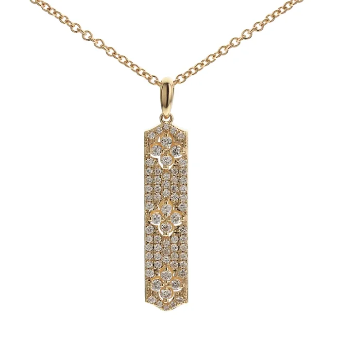 18K Yellow Gold Natural Diamonds Bar Pendant