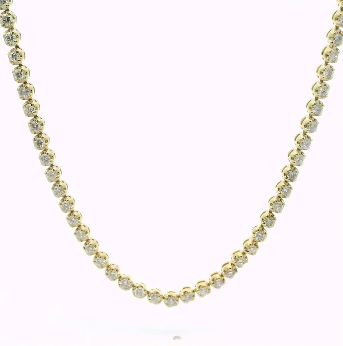 18K Yellow Gold Natural Diamonds Tennis Necklace