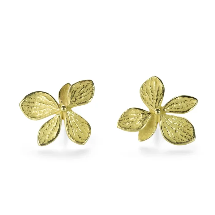18k Yellow Gold Single Hydrangea Stud Earrings