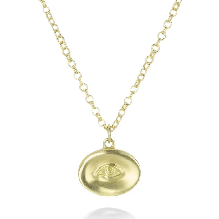 18k Yellow Gold Small Eye Pendant Necklace