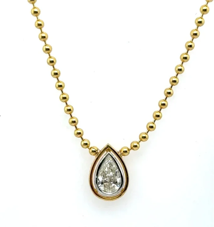 18Kt Yellow Gold 0.51 Ct Pear Shape Diamond Solitaire Pendant
