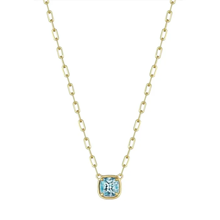 18KYG 1.90 CU CUT AQUAMARINE NECKLACE