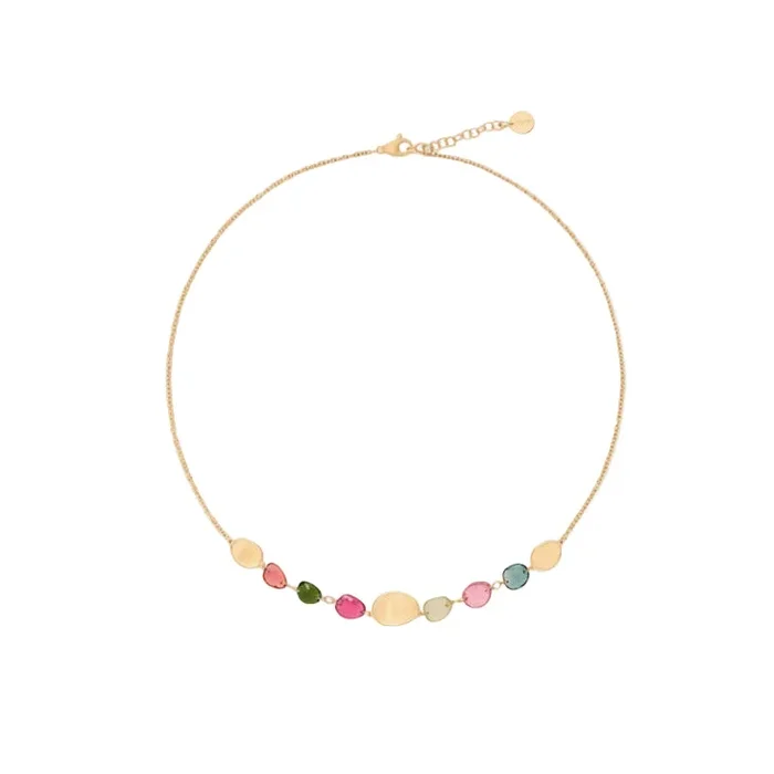 18KYG 16.5″ MUTLI TOURMALINE LUNARIA NECKLACE