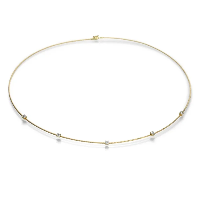 1mm Wire Necklace with Diamonds