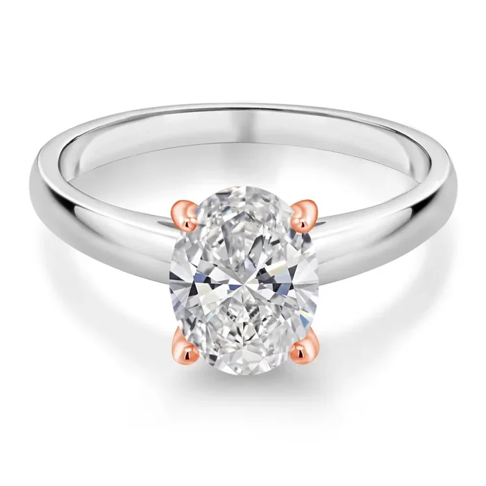 2.00 Cttw Oval Cut 10K White and Rose Gold IGI Certified Lab Grown Diamond Solitaire Engagement Ring for Women | E-F Color | VS1-VS2 Clarity