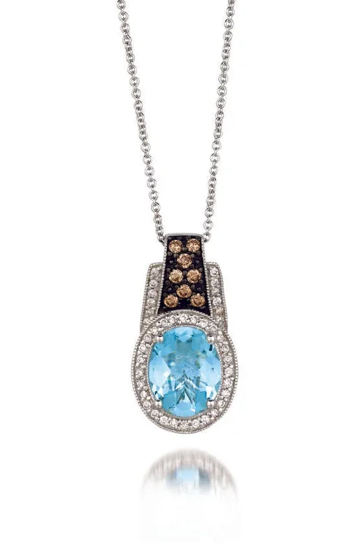 2 3/8 cts Aqua Aquamarine Pendant Necklace in 14K White Gold by Le Vian