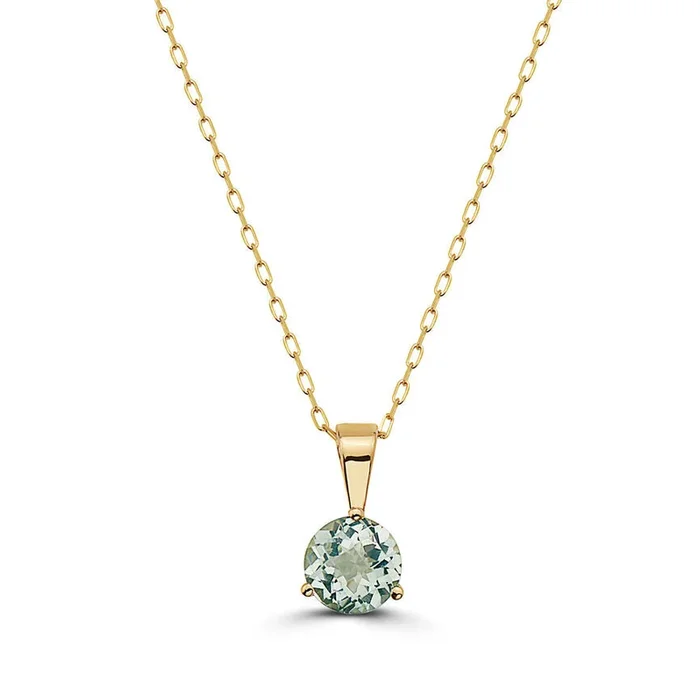 2/3 cts Green Green Amethyst (Prasiolite) Quartz Necklace in 14K Yellow Gold by Birthstone