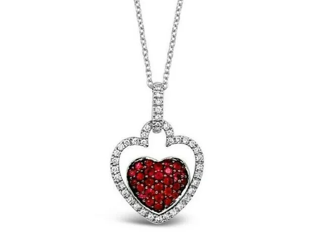 2/3 cts Red Ruby and Diamond Necklace in 14K White Gold by Le Vian