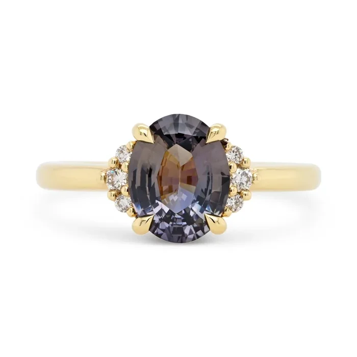 2.42ct Lena Oval Gray Sapphire & Diamond Engagement Ring