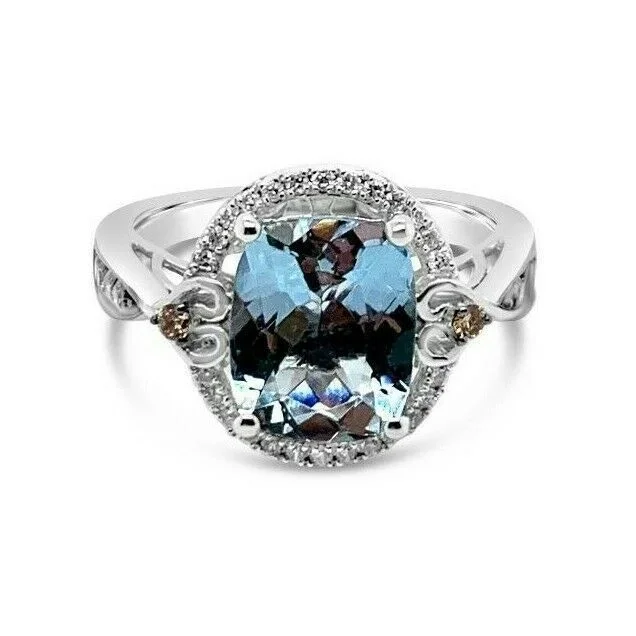 2 5/8 cts Blue Aquamarine and Diamond Ring in 14K White Gold by Le Vian