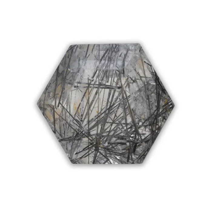 2.79ct 9.05×5.22mm HEXAGON CUT BLACK RUTILATED QUARTZ