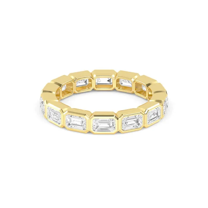 2.82ctw Emerald Cut Lab-Grown Diamond Bezel-Set East-West Stackable Eternity Band in 14k Gold