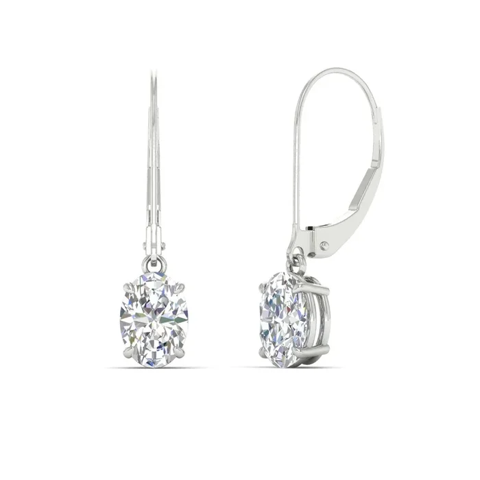 2 Ct Leverback Oval Drop Dangle Earrings