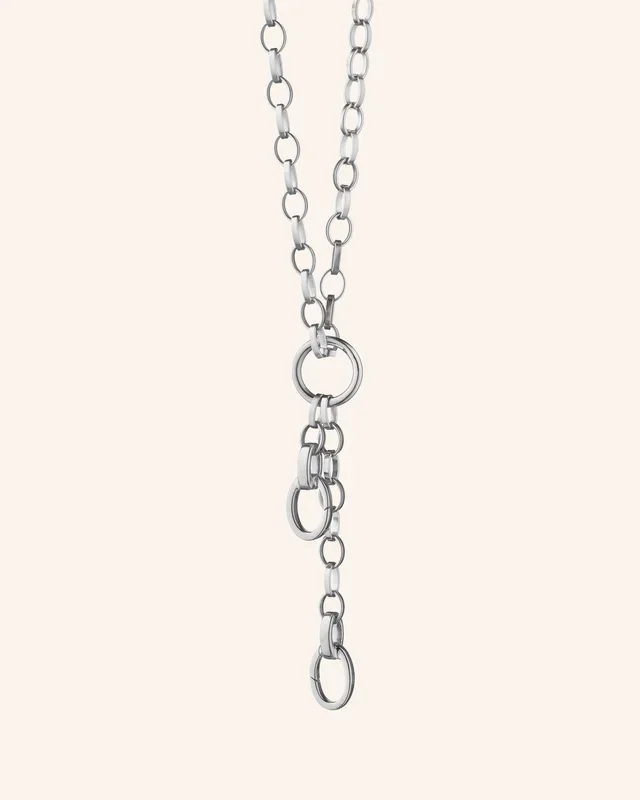 20″ “Design Your Own” Large Sterling Silver Link Chain Necklace, 2 Charm Stations