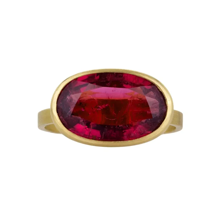 22k Oval Rubellite Tourmaline Ring
