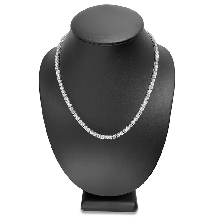 26.13ctw Round Brilliant Lab-Grown Diamond 18″ Tennis Necklace in 14k White Gold