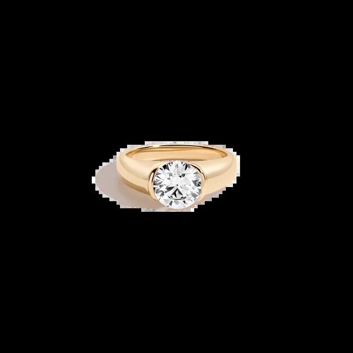 2ct Round Lab Grown Diamond Floating Signet Ring