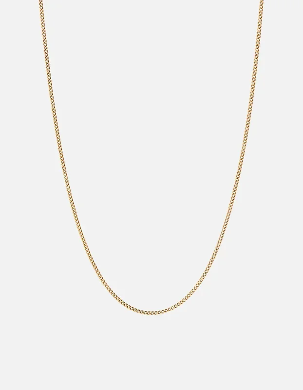 2mm Cuban Chain Necklace, Gold Vermeil