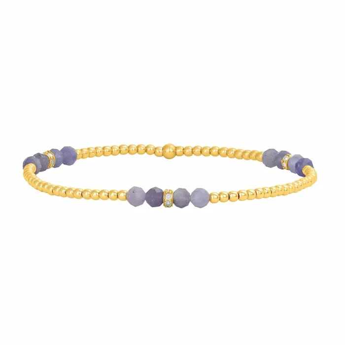 2MM Signature Bracelet with Tanzanite and 14K Diamond Rondelles