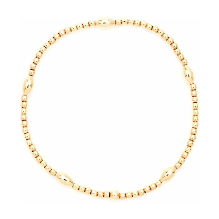 2mm Yellow Gold And Orzo Bead Bracelet