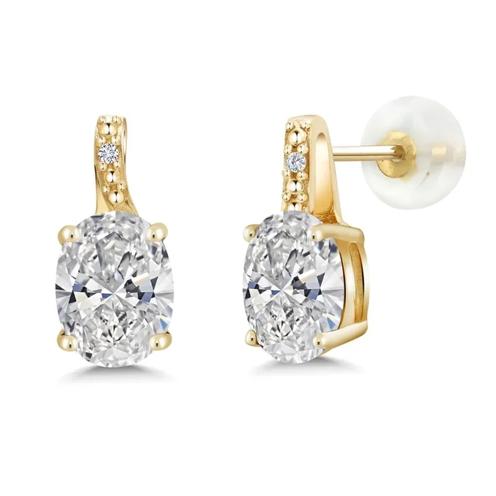 3.00 Ct Oval Cut 10K Yellow Gold IGI Certified Lab Grown Diamond Earrings | E-F Color | VS1-VS2 Clarity | Gold Earrings For Women