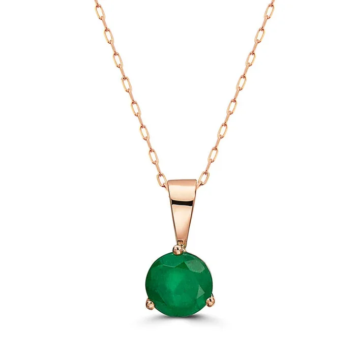 3/4 cts Green Emerald Necklace in 14K Rose Gold by Birthstone