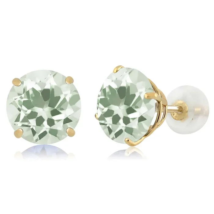 3-5 Cttw Round Stud Earrings For Women Men | 14K Yellow Gold | Gemstone Birthstone | Round 8MM | Gold Earrings | Fine Jewelry Gifts for Her Mom Women Wife