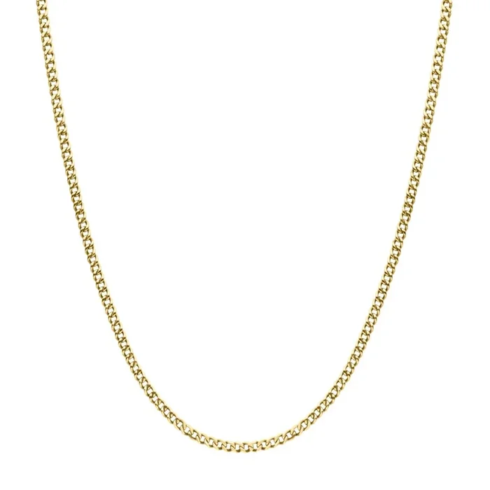 3.5mm 18K Gold IP Titanium Flat Curb Chain Necklace