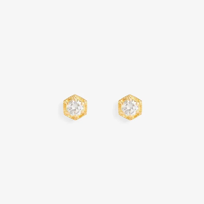 3.5mm White Diamond Hexagon Studs | E9903W