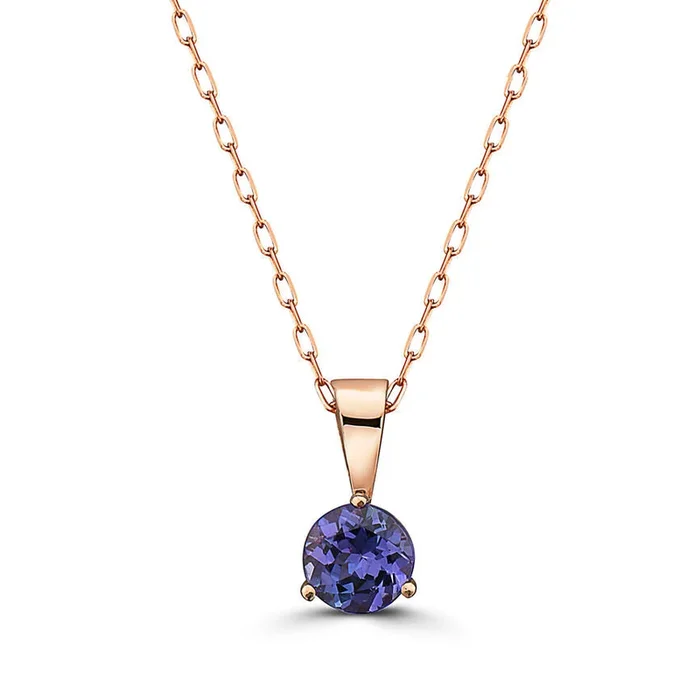 3/8 cts Blue Tanzanite Necklace in 14K Rose Gold by Birthstone