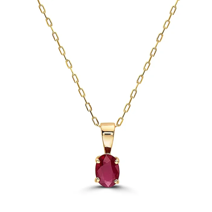 3/8 cts Red Ruby Necklace in 14K Yellow Gold by Birthstone