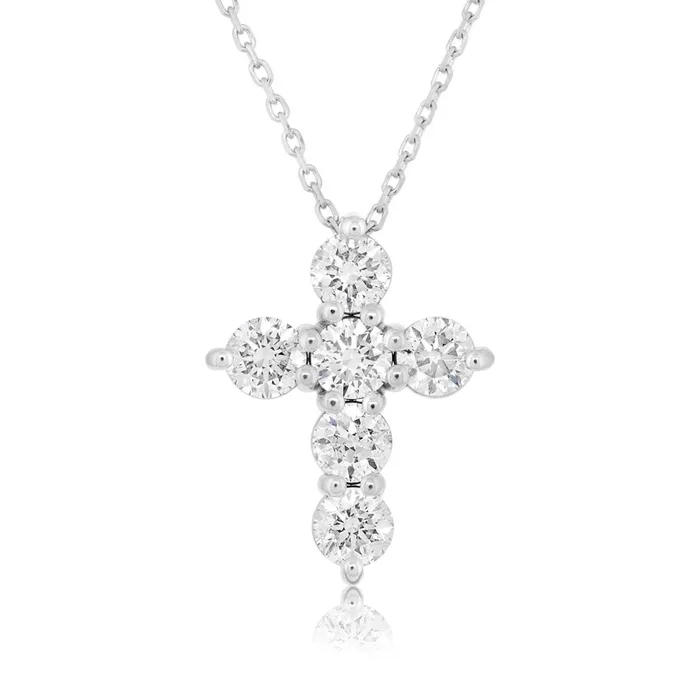 3 Carat Diamond Cross Pendant Necklace