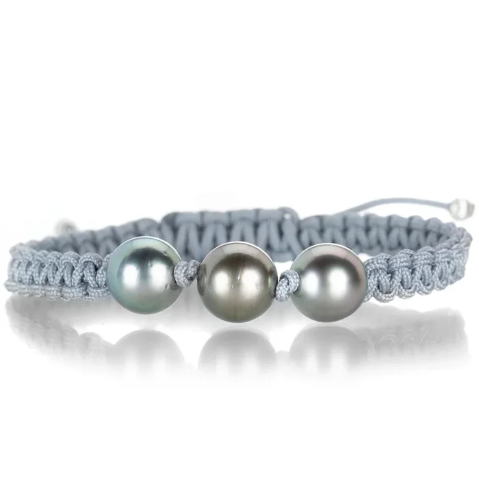 3 Tahitian Pearl Macrame Beaded Bracelet