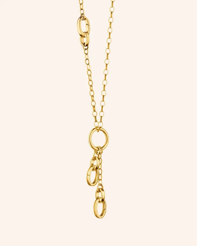 30″ “Design Your Own” Small Link 18K Gold Charm Chain Necklace, 3 Charm Stations