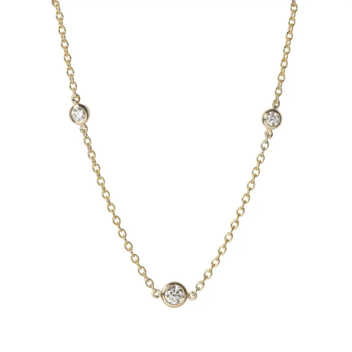 .36ctw Diamond by the Yard 3 Station 14K Yellow Gold Necklace